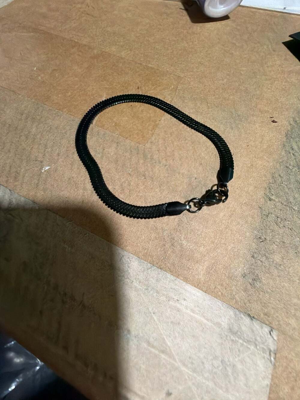 J0021 Black Stainless Steel Herringbone Chain Bracelet